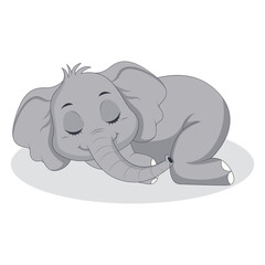 Illustration of Cute Baby Elephant. Vector Character in Cartoon Style.