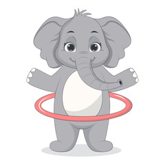 Illustration of Cute Baby Elephant. Vector Character in Cartoon Style.