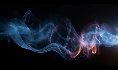 Colorful abstract smoke flow on black background for creative design