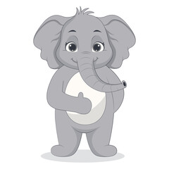 Illustration of Cute Baby Elephant. Vector Character in Cartoon Style.