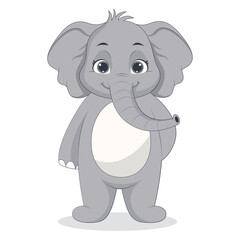 Illustration of Cute Baby Elephant. Vector Character in Cartoon Style.