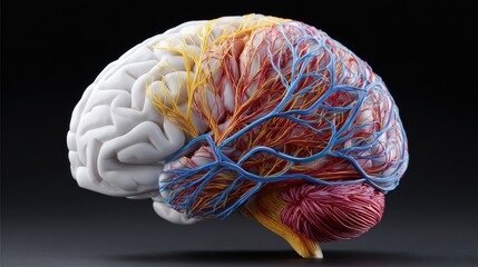 Detailed anatomical model of a human brain.