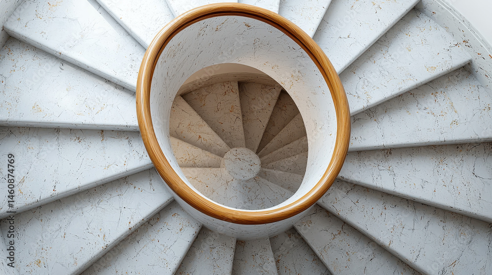 Poster a mesmerizing 4k realistic side angle view of a 3d background spiral staircase with intricate detail