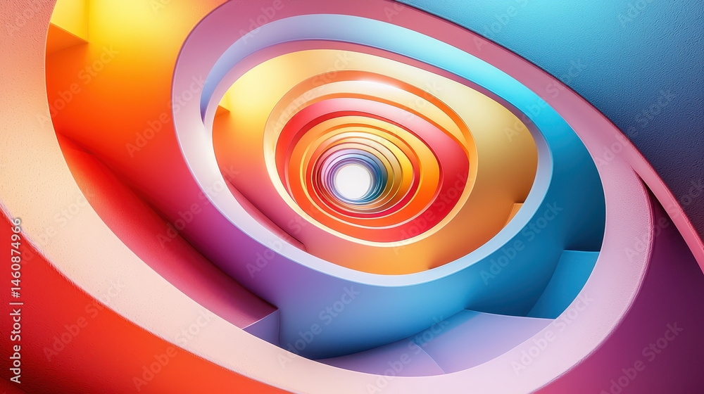Poster side angle view of a realistic 4k 3d background featu a swirling spiral texture of vibrant colors cr