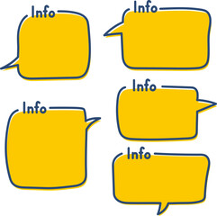 Infoの文字が入った紺とオレンジのシンプルでかわいい吹き出しイラスト