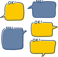 OKとNGの文字が入った紺とオレンジのシンプルでかわいい吹き出しイラスト