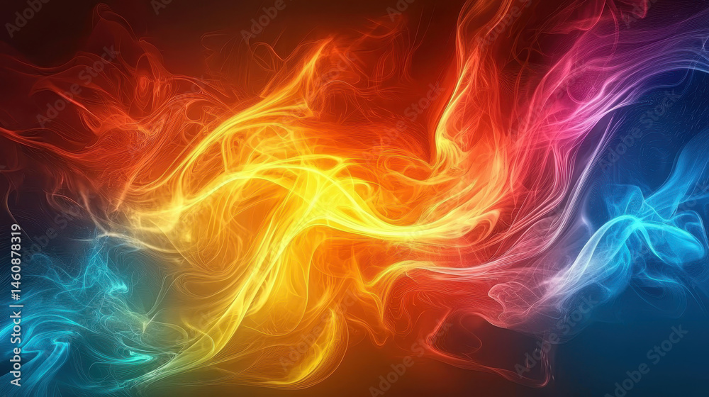 Poster swirling vibrant energy bursts forth in a 3d rende showcasing a realistic side angle view in mesmeri