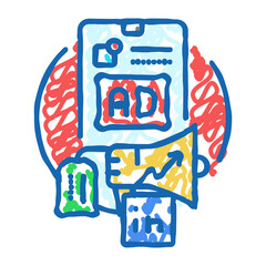 social media ads icon doodle illustration
