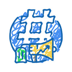 hashtag marketing social media icon doodle illustration
