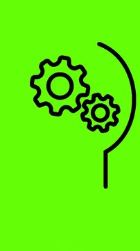 Abstract green tree vector illustration with gears and cogs symbolizes mechanical technology