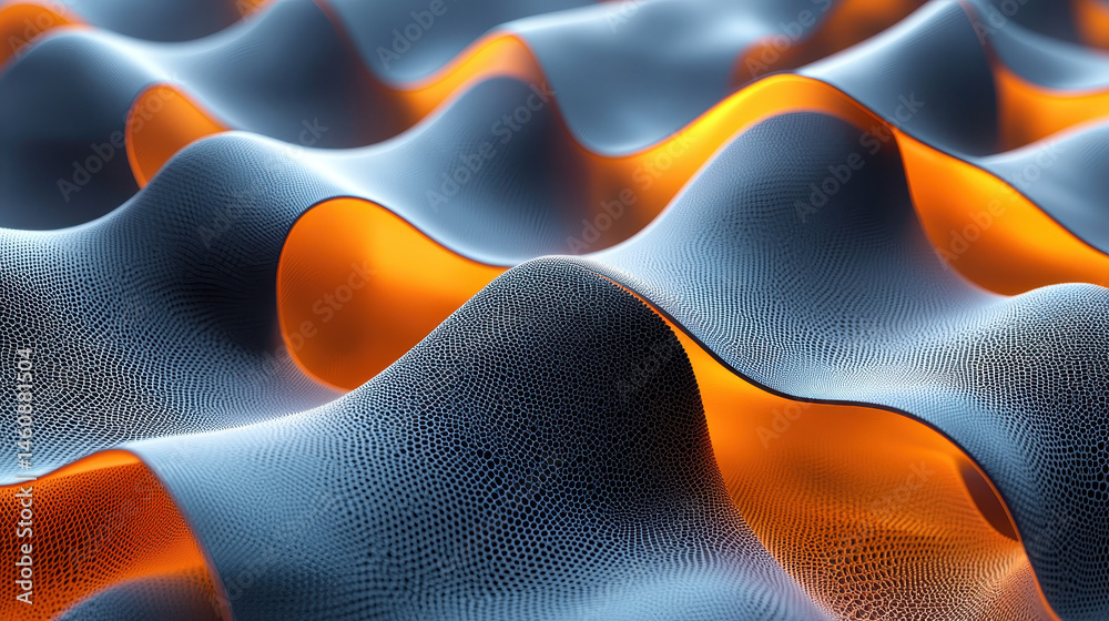 Poster this realistic 4k 3d background features unique, flowing patterns with a side angle view and contras