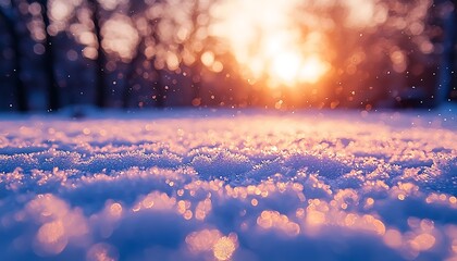 Sparkling snow at sunset