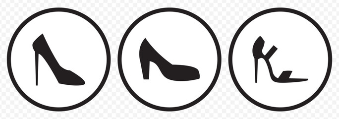 High Heel Silhouette Design Vector Illustration Clipart. woman high heel icon, shoe high heel vector silhouette on Transparent Background. EPS 10.