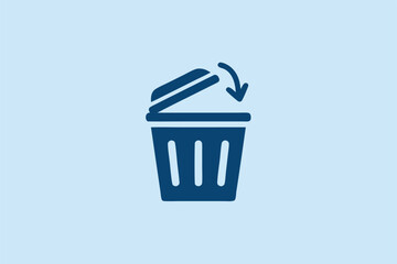 Trash Bin Icon with Lid &ndash; Waste Disposal Vector Illustration