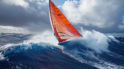 Fast sailing boat in a rough ocean