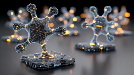 Glowing Network  Abstract Digital Data Connections  Futuristic Technology  Illuminated Nod