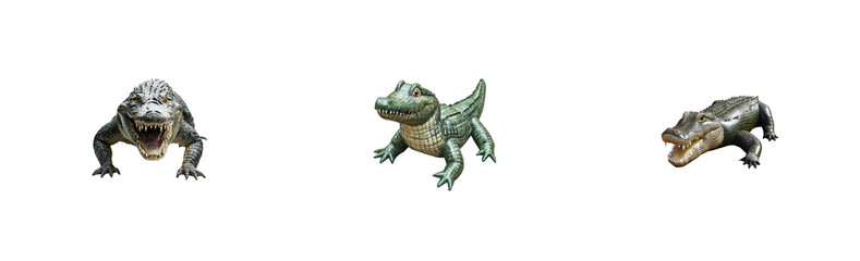 Obraz premium Alligator Posing Collection, Reptile Isolated Object, cut out transparent