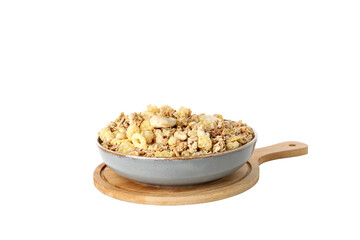 PNG, Muesli in a bowl, isolated on white background