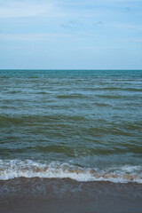 Panorama sea view vertical horizon beautiful nature ocean wave and blue sky background in day time