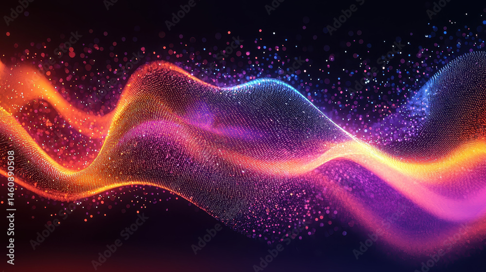 Poster an abstract 3d rende displays dynamic visual sound waves in stunning 4k resolution from a side angle