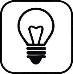 A bright, isolated light bulb icon vector represents an electric idea for energy and innovation