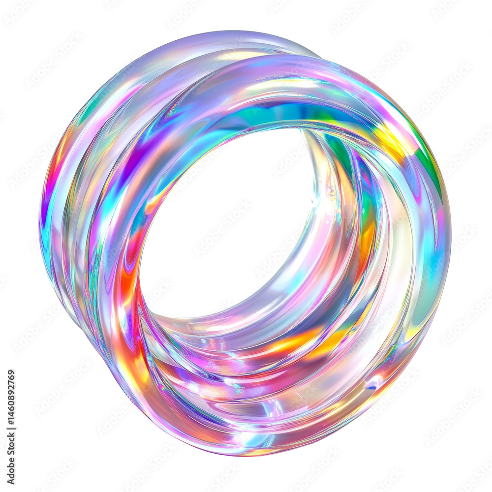 Poster Iridescent circular abstract shape with a holographic surface, isolated on a clean backdrop