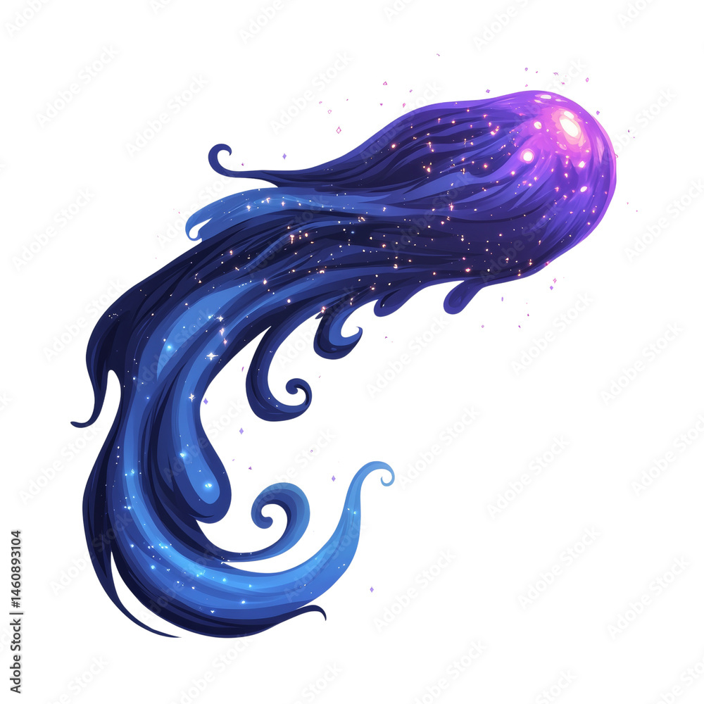 Poster ethereal violet jellyfish apparition floating amidst distant cosmic stardust wisps