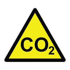 CO2 yellow triangular warning sign , carbon dioxide warning sign , vector illustration