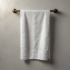 "Clean white towel mockup, folded neatly, soft terry cloth texture, realistic shadows, photorealistic, isolated on transparent PNG background,