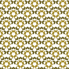 Seamless geometric pattern featuring alternating olive green and mustard pentagon shapes arranged in a honeycomb-like structure on a white background, creating a bold and modern visual effect.