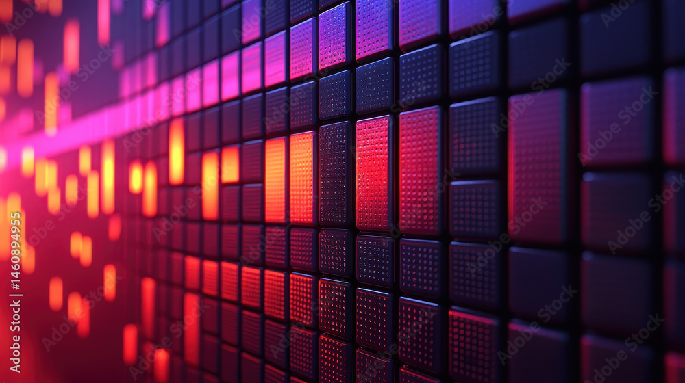 Poster side angle view of a 4k realistic 3d waveform graphics background showcasing abstract colorful patte
