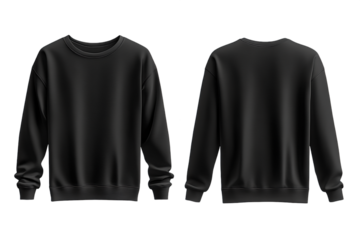 Black Crewneck Sweatshirt Mockup: Front and Back Views, PNG