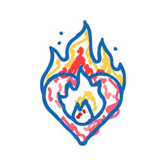 heart on fire icon doodle illustration