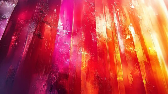 Abstract multicolored textures of light and reflection in linear arrangements