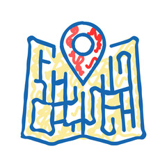 map pointer location icon doodle illustration