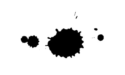 Watercolor black spot on white background.Grunge texture for various designs.Blot careless paint brush stroke,abstract spot,drop.