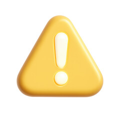 Warning Symbol: A vibrant, three-dimensional rendering of a cautionary symbol, a bright yellow triangle bearing an exclamation point.