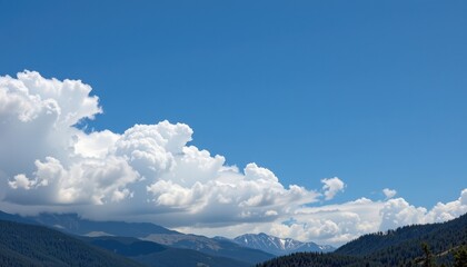 Fototapeta premium mountain clouds no, 04 copy space: optimized for photo use, the image features a clear and prominent depiction of mountain clouds at the top with ample copy space at the bottom