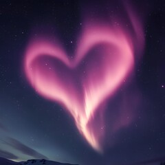 Heart-shaped aurora borealis