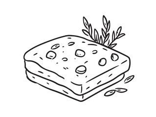Focaccia Food Line Art Illustration for Creative Design