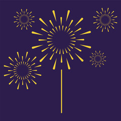 Fireworks, fireworks icon isolated on purple background, salute, firecracker explosion. Background image, poster, postcard, vector illustration.