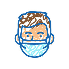 pesticides mask face icon doodle illustration