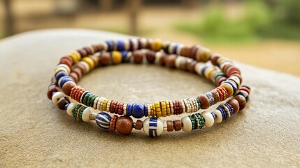 Colorful beaded bracelets detail