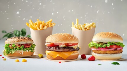 Creative fast food menu with photo placeholders.