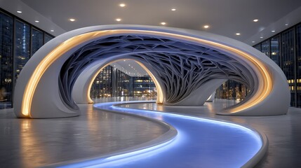 Futuristic Architecture  Abstract Light Trails   Modern Design