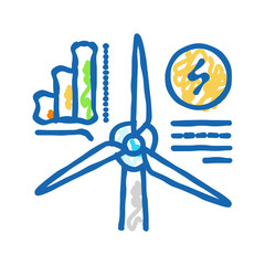 energy efficiency wind turbine icon doodle illustration