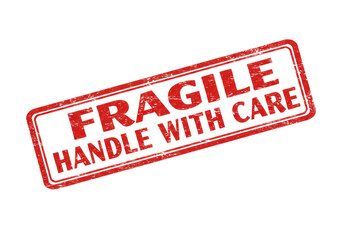 Red rubber stamp with "fragile" on white background.