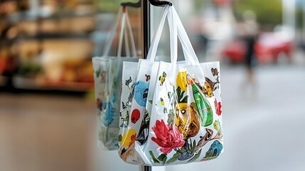 Colorful printed plastic shopping bags