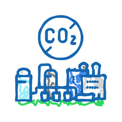 emission free engine carbon icon doodle illustration