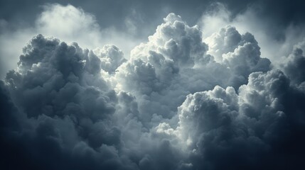 Fototapeta premium Dramatic Cloudscape of Stormy Cumulus Clouds Gathering Overhead in a Moody Atmospheric Sky Weather Phenomenon